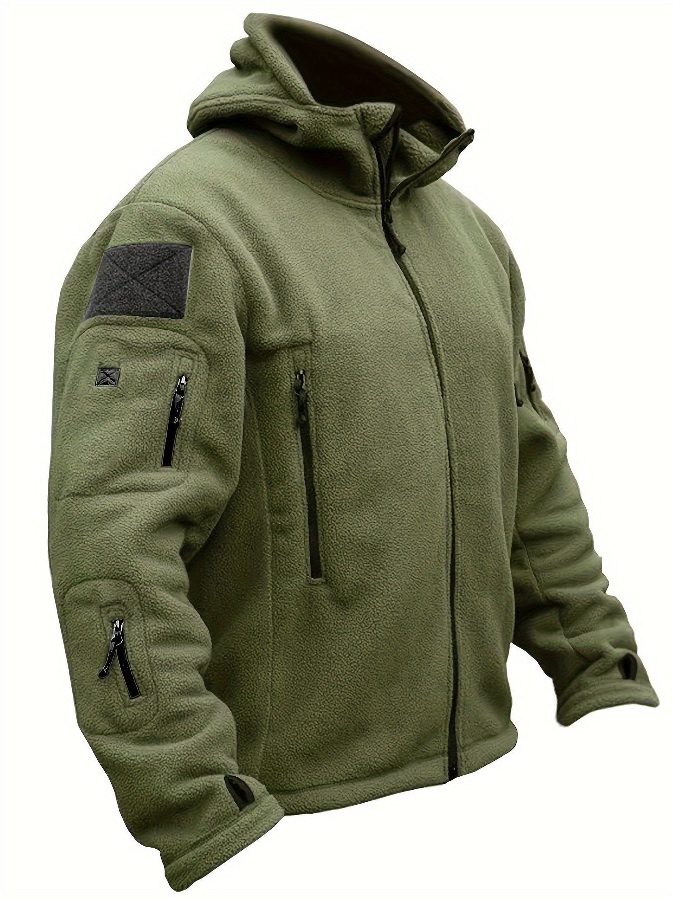 "Miesten monivärinen tuulenpitävä fleecetakki ulkoiluun, tyylikäs ja lämmin takki kävelyretkille tuulisella säällä."