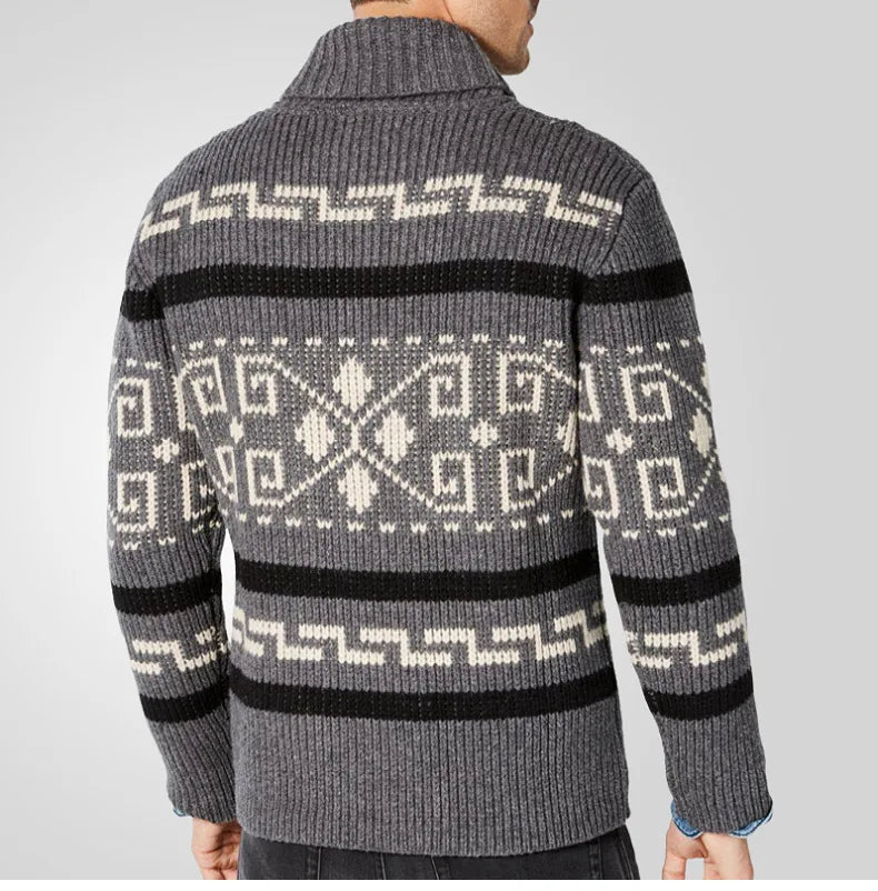 "Miesten tyylikäs vetoketjullinen neuletakki, tyköistuva ja lämpöinen syksyn ja talven asu, elegantti muotoilu"