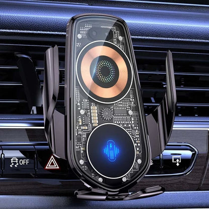 "15W langaton auton puhelinteline infrapuna-antureilla, hopea väri; 360 asteen kääntö, edullinen pikalataus."