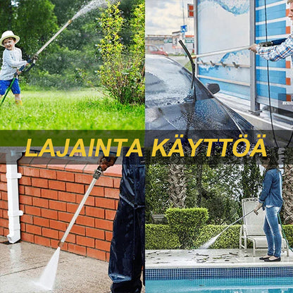 "2-in-1 korkeapainepesuri, pitkä suutin, musta kahva, tehokkaaseen auton, puutarhan ja kodin puhdistukseen"