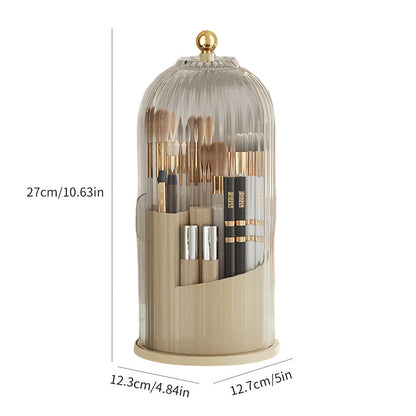 "360° meikkisivellin järjestäjä, tyylikäs ja pyörivä säilytysratkaisu, musta-valkoinen, useita lokerot, kompakti muotoilu"