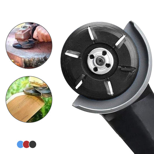 "3/6-hampainen puunveistolaikka kulmahiomakoneeseen, sininen, musta tai punainen, kestävä metalliseos, puutyökalut."