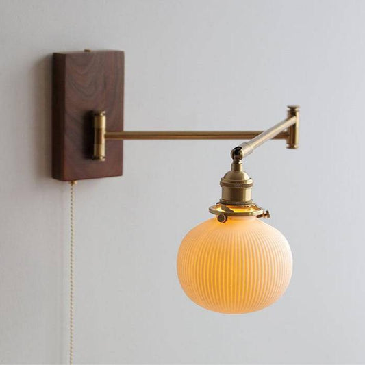 Lampe Murale En Céramique Avec Plaque En Bois