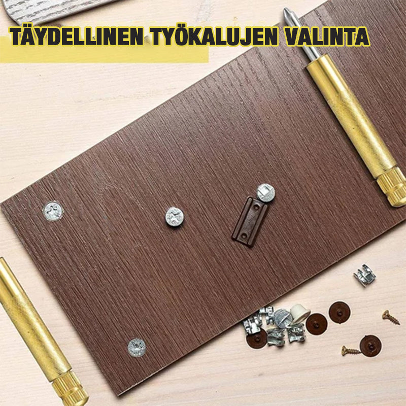 "6-in-1 monitoiminen kuparivasara, kultainen viimeistely, kompakti työkalun kuva, täydellinen käsityöläisille."