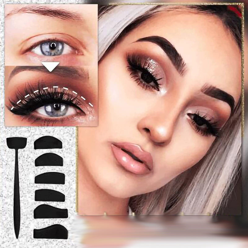 6-in-1 silikoni luomivärityökalu naisille, mukana 6 erilaista pestävää lisäosaa, kätevä ja monipuolinen silmämeikkiin.