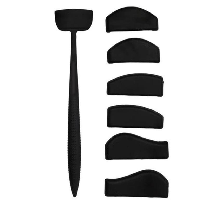 6-in-1 silikoni luomivärityökalu naisille, mukana 6 erilaista pestävää lisäosaa, kätevä ja monipuolinen silmämeikkiin.