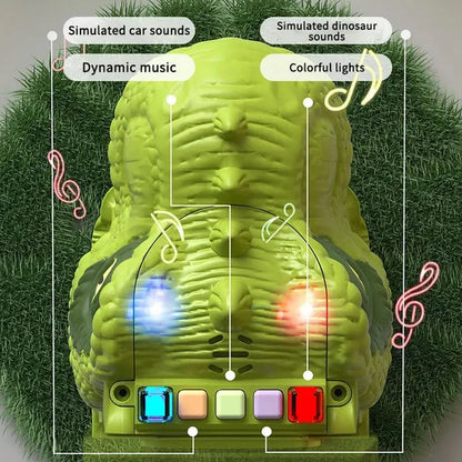 "Dinosaurus kuljetusauto, T-rex-etuseinä, valot ja äänet, lasten leikkiauto, ABS-muovi, seikkailulelu, dinosaurusystävällinen