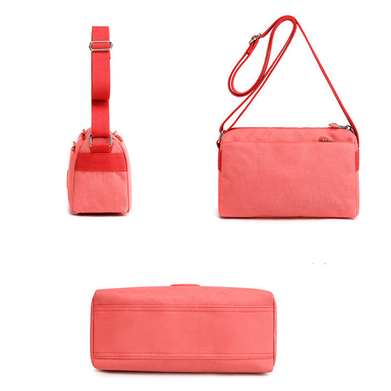 "Elegantti, kevyt monikerroksinen naisten olkalaukku useilla taskuilla ja värivaihtoehdoilla, sopii arkeen ja juhlaan."