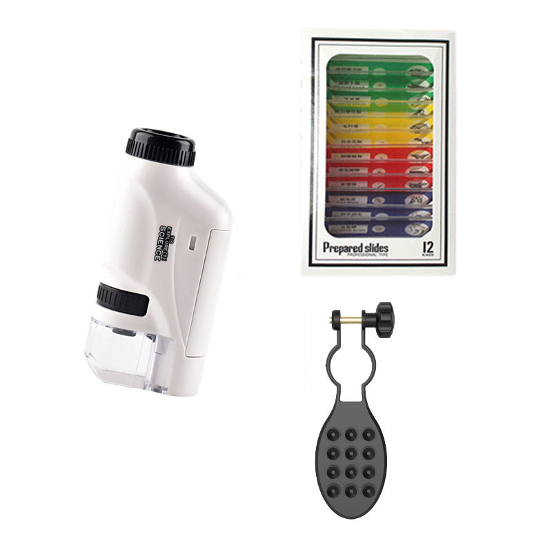 Kannettava lasten mikroskooppi 60-120x zoomilla, kirkkaat värit, moderni muotoilu, LED-valaisin tutkimista varten.