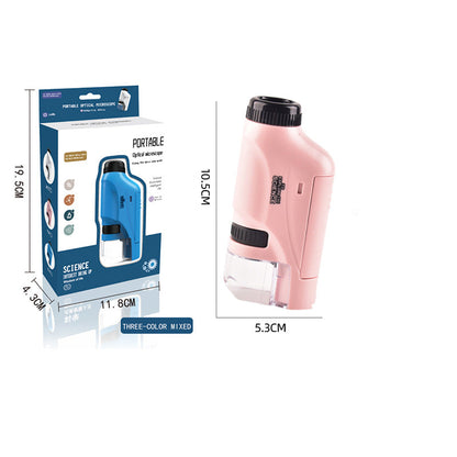 Kannettava lasten mikroskooppi 60-120x zoomilla, kirkkaat värit, moderni muotoilu, LED-valaisin tutkimista varten.