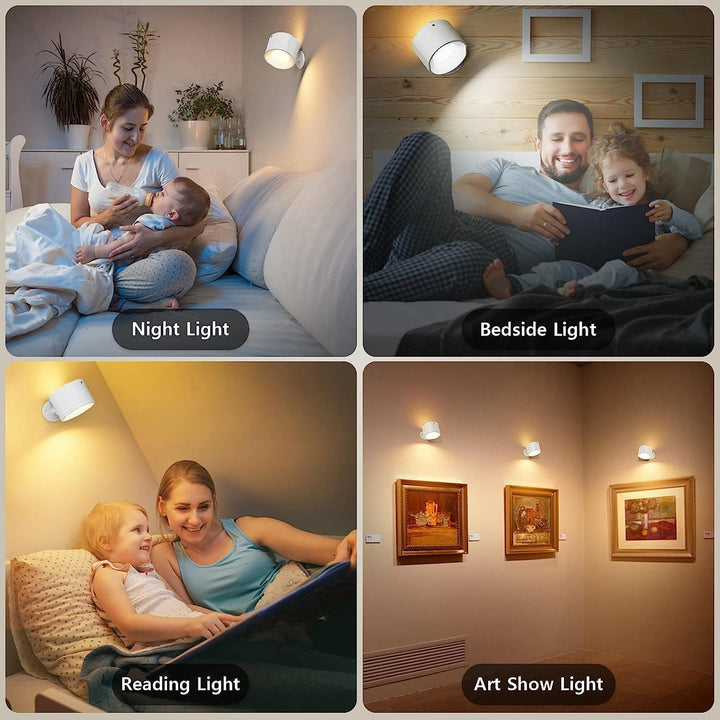 LED-ladattava seinävalaisin, kannettava, tyylikäs muotoilu, säädettävä luku- ja yövalo, musta, valkoinen tai puujyvä.