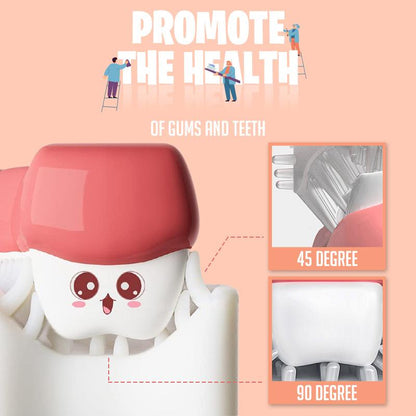 "Lasten U-muotoinen sähköhammasharja, sarjakuvateemalla, värikäs, söpö kuviointi, pehmeä silikoniharja herkille hampaille."