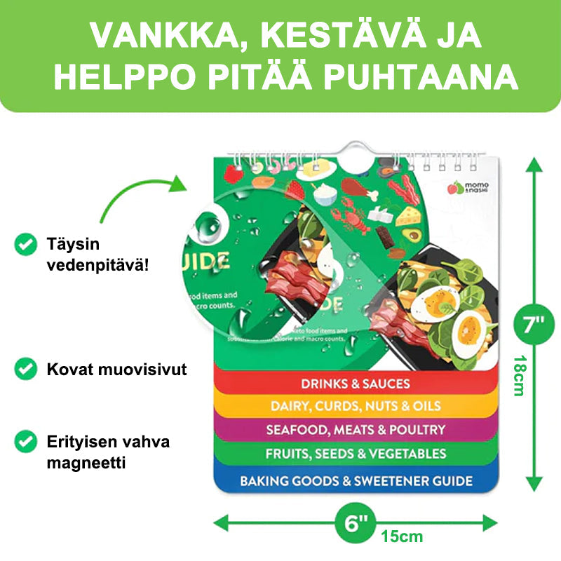 "Magneettinen ilmankuivurin ruokakirja keittiöön, vahvoilla muovisivuilla ja magneetilla, helppokäyttöinen ja inspiroiva."