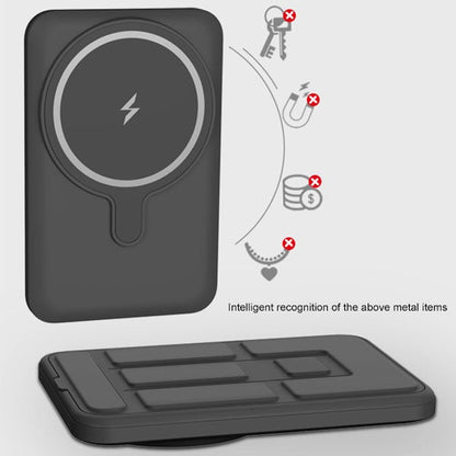 "Magneettinen unisex tehopankki, taitettava jalusta, langaton lataus, musta/sininen/valkoinen, kevyt ja kompakti"
