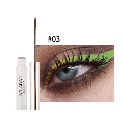 "Monivärinen vedenkestävä ripsiväri, 12 sävyä, kapea harjaspää, tarkka levitys, näyttävät ripset ilman paakkuja."