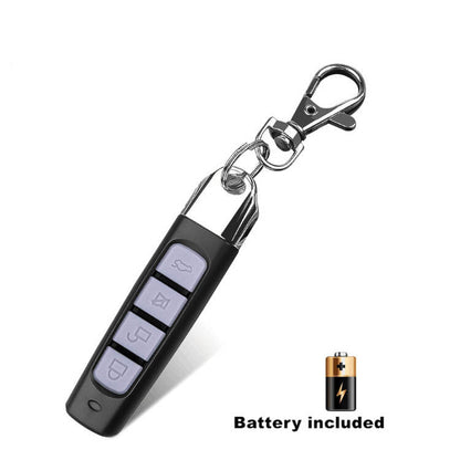 "Tyylikäs 4-in-1 kaukosäädin duplikaattori, musta design, helppokäyttöinen, sopii auton avaimille ja autotallin avaajille."