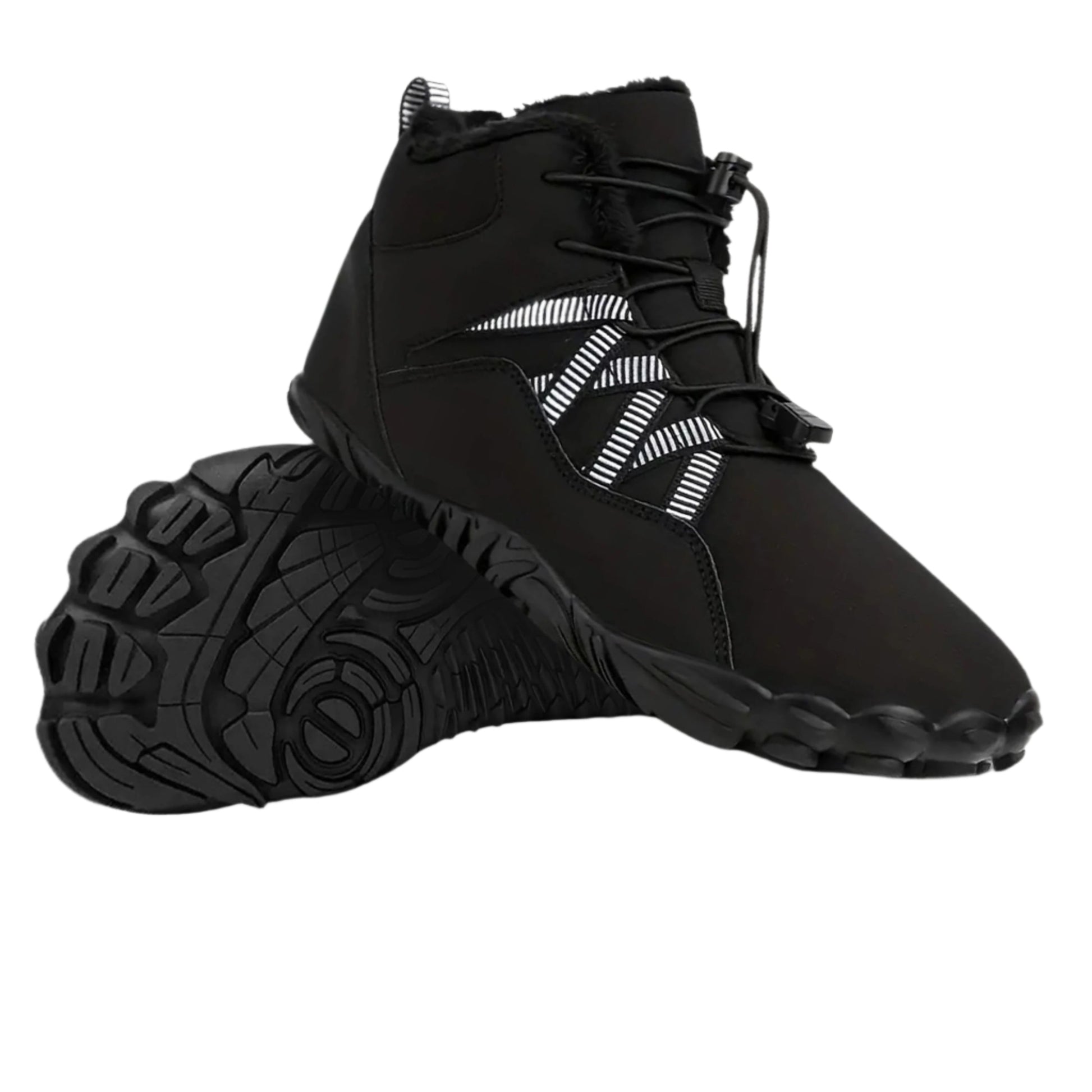 Vedenpitävät miesten talvikengät liukuesteillä, minimalistinen muotoilu, musta väri, lämpimät ja mukavat.