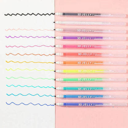 "Värikkäät 3D geelitussit lapsille, ergonominen muotoilu, luo elävä kokemusta muistiinpanoihin ja projekteihin."