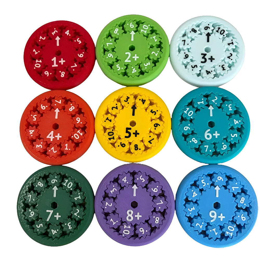 "Värikkäät matematiikka sormihyrrät lapsille, kirkkaat värit, kompakti 5.5 cm koko, kestävä muovimateriaali."