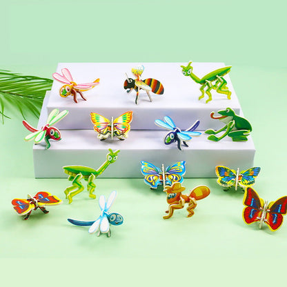 "Värikäs 3D-pulmapeli lapsille, opettaa motorisia taitoja ja luovuutta, sisältää eläinmuotoja ja kirkkaat värit."