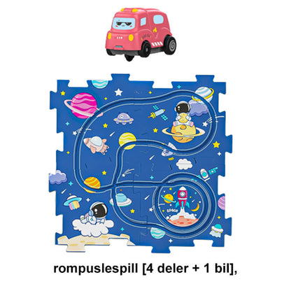 "Värikäs lasten DIY kaupunkikilparatapeli, monipuoliset palat, sähköautot, kehittää ongelmanratkaisua ja luovuutta."