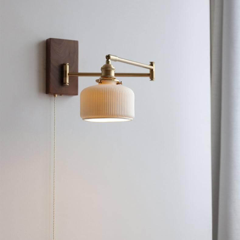 Lampe Murale En Céramique Avec Plaque En Bois