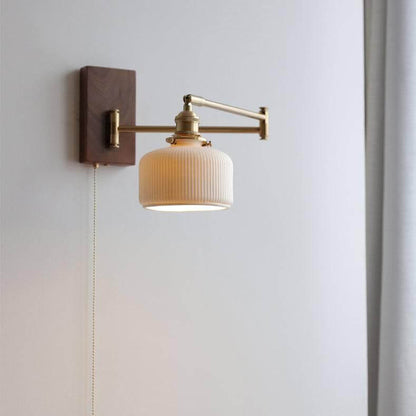 Lampe Murale En Céramique Avec Plaque En Bois