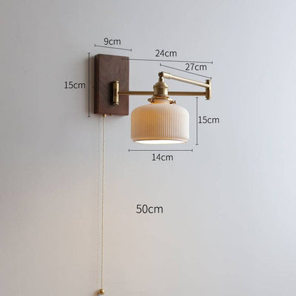 Lampe Murale En Céramique Avec Plaque En Bois